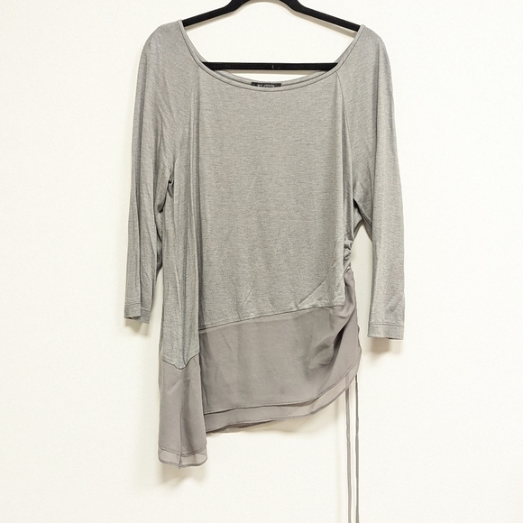 St. John Gray Viscose Silk Ruched Top Size Medium - Picture 1 of 5
